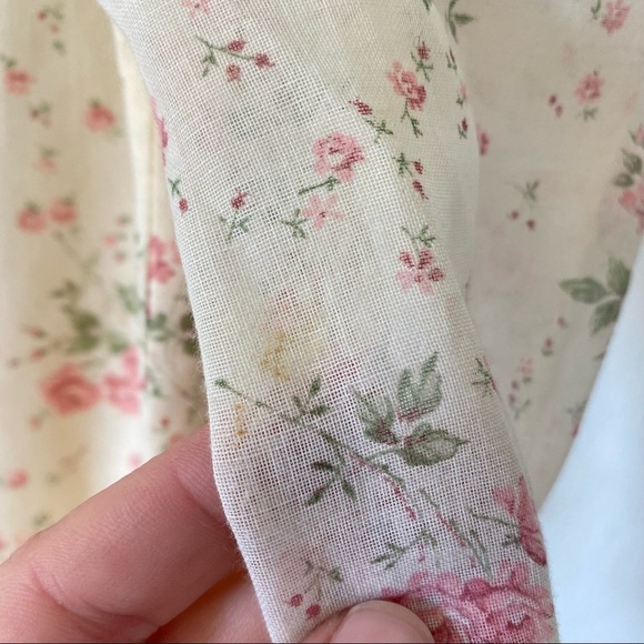 Vintage Prairie‎ Maxi Dress Ditsy Floral Tiered Ruffle Cream Lace Cottagecore - Picture 15 of 16